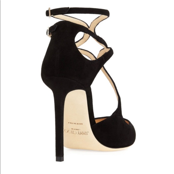 247 Jimmy Choo Lancer Strappy Pump Stiletto Black Suede Pump Shoe 41.5 11.5 12.5 - Picture 3 of 15